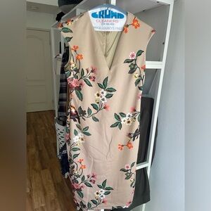 Spring Beige and Floral scuba  7th Avenue, New York and Company dress size M.